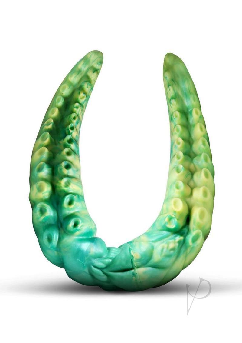 Creature Cocks Dual Kraken Silicone Double Dildo - Green/Yellow product image 3
