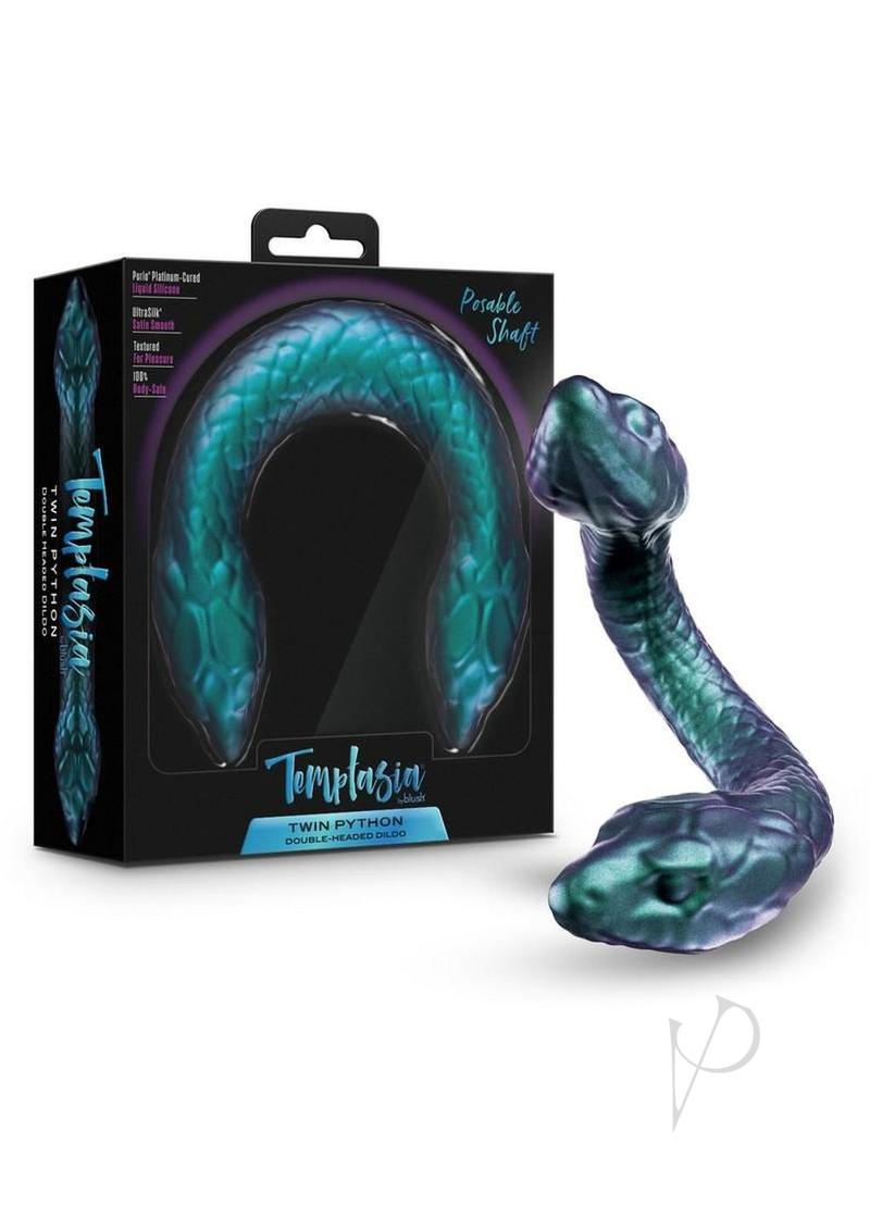 Temptasia Twin Python Silicone Double-Ended Dildo - Green/Blue product image 1