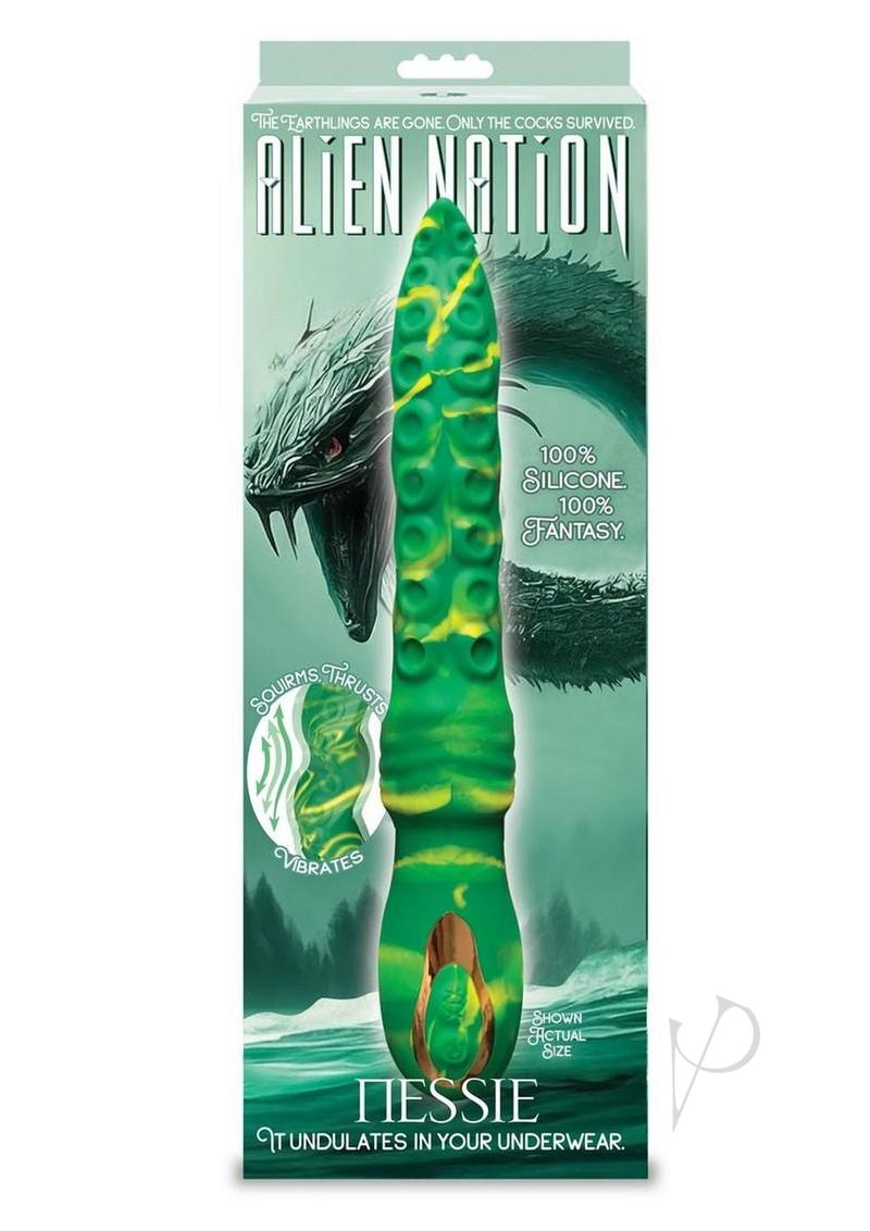 Alien Nation Nessie Rechargeable Silicone Vibrator - Green/Yellow product image 1