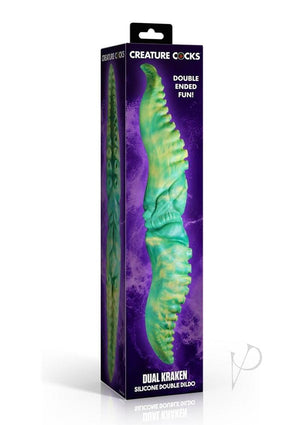 Creature Cocks Dual Kraken Silicone Double Dildo - Green/Yellow product image 1