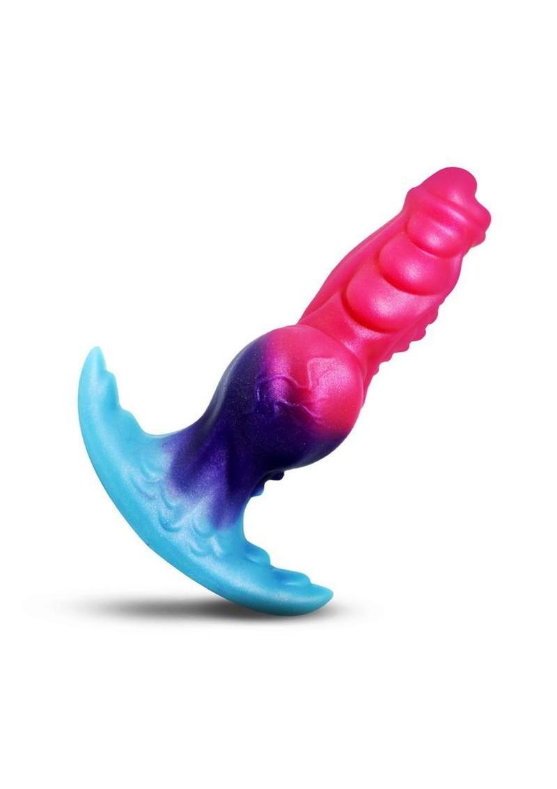 Textured Silicone Butt Plug with Ribbed Shaft  Alien Dildo