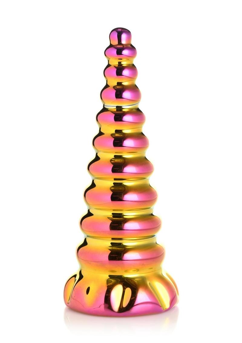 Creature Cocks Twilight Rainbow Glass Dildo - Gold/Multicolor/Pink/Yellow