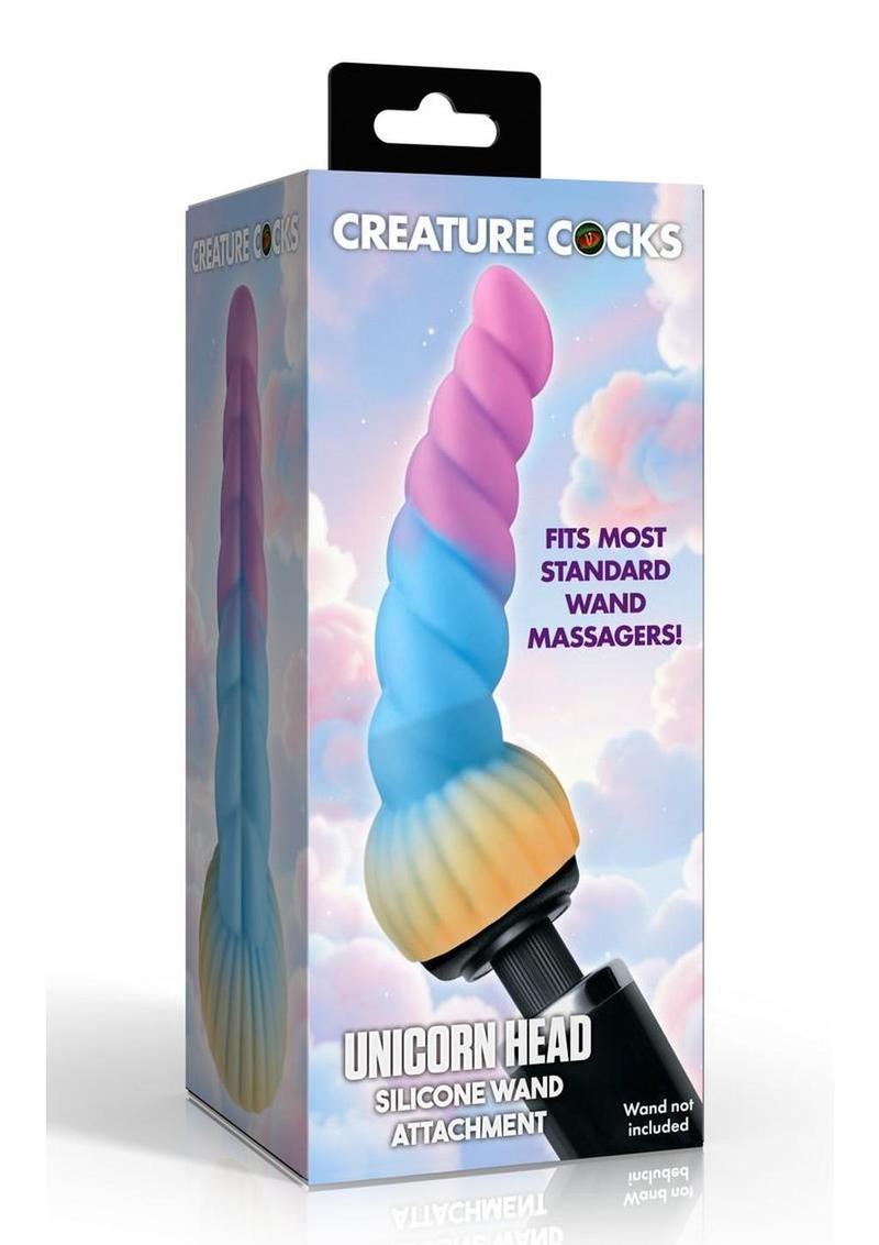 Creature Cocks Unicorn Head Silicone Wand Attachment - Rainbow